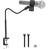 ZealSound Microphone Stand 19inch,Flexible Gooseneck Desktop Mic Stands,Upgraded Microphone Clip Holder for Mics with Outer D