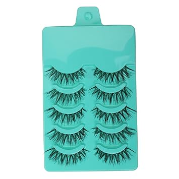 Magideal 5 Pairs Beauty Makeup Handmade Messy Cross Style False Eyelashes Green