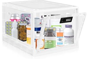 Lockable Box, Medicine Lock Box for Safe Medication, Premium Material Lockable Storage Box Locking Organizer Bin for Fridge F