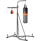 HOMCOM 2-in-1 Punching Bag with Stand for Adults, Black | 65.7"-73.6" Height Adjustable Freestanding Heavy Bag Stand, Sandbag, Speedball, Stable Base, Home, 220 lbs Capacity