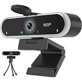 NIVEOLI Webcam 4K with Microphone &amp; Privacy Cover for PC/Laptop, USB Computer Camera Plug &amp; Play with Auto Light Correction for Video Calls, Live Streaming Gaming &amp; Online Meetings