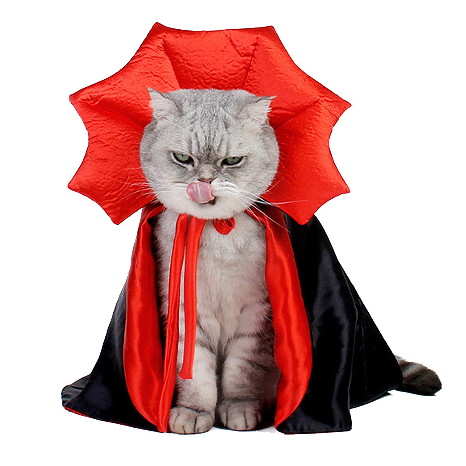 Blue Dream Island Halloween Cat Vampire Costume, Cosplay and Halloween Pet Dress, Cat Dressing Up Cloak Devil Costume Cape for Cats Small Dogs