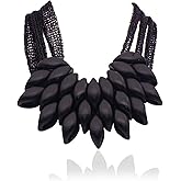 Bib Necklace for Women,Gold and Black Chunky Layered Choker Necklace,African Statement Fashion Collar Necklace Jewelry Gifts