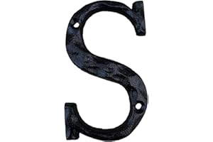 YICC 5 Inch High House Letters, Solid Cast Iron Home Address Letters, Perfect Matching Our 5.5 Inch House Numbers, Black Finished (Letter S)