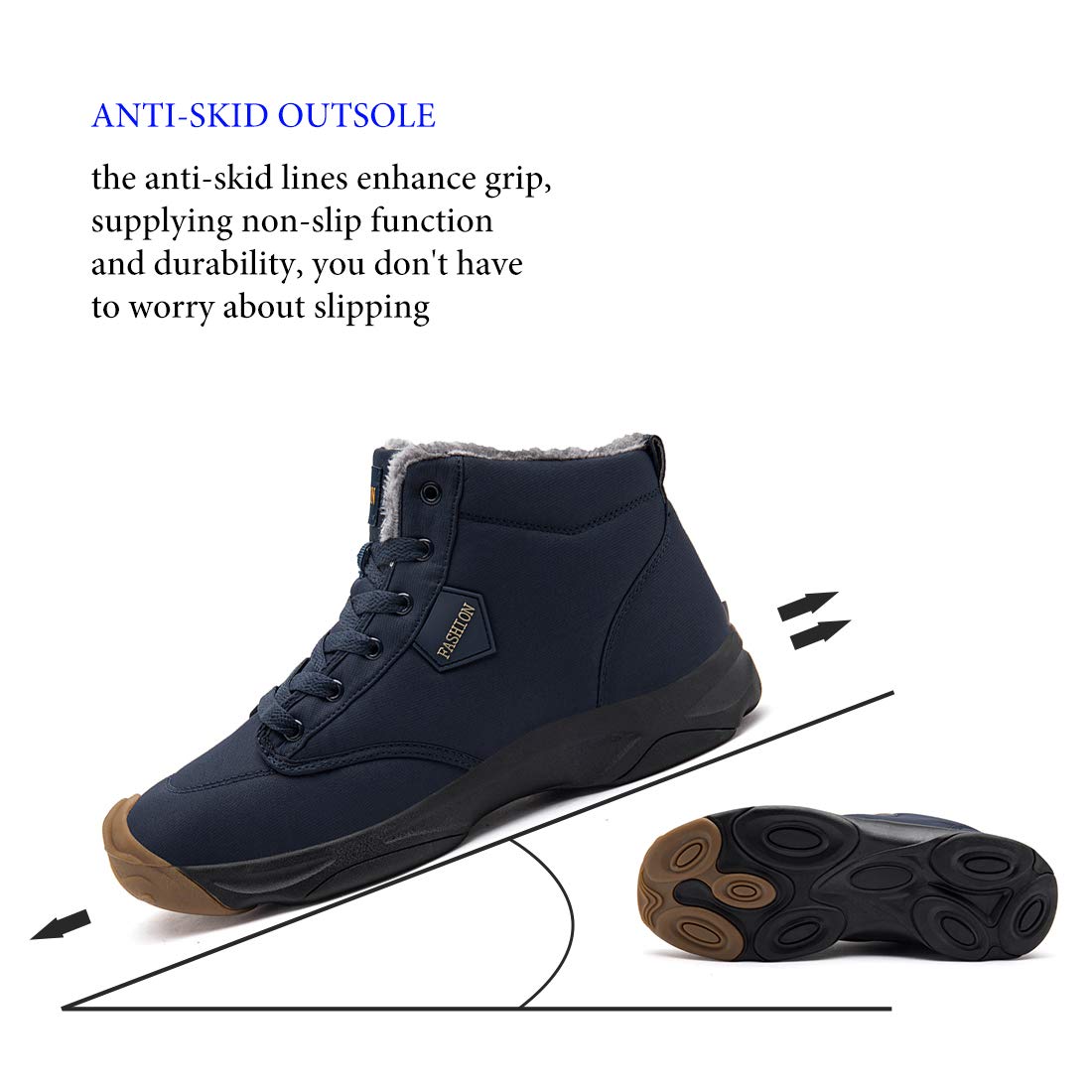 GOUPSKY Snow Boots for Men Lightweight Lace up Winter Shoes Outdoor Fur Lined Booties