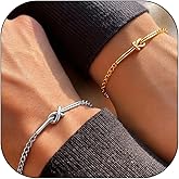 Matching Bracelets for Couples Valentines bracelets Knot Love Gold Silver Plated Non Tanish Snake Chain Knot Adjustable Permanent Forever Dainty to My Love Jewelry Valentine's Day Birthday Gifts