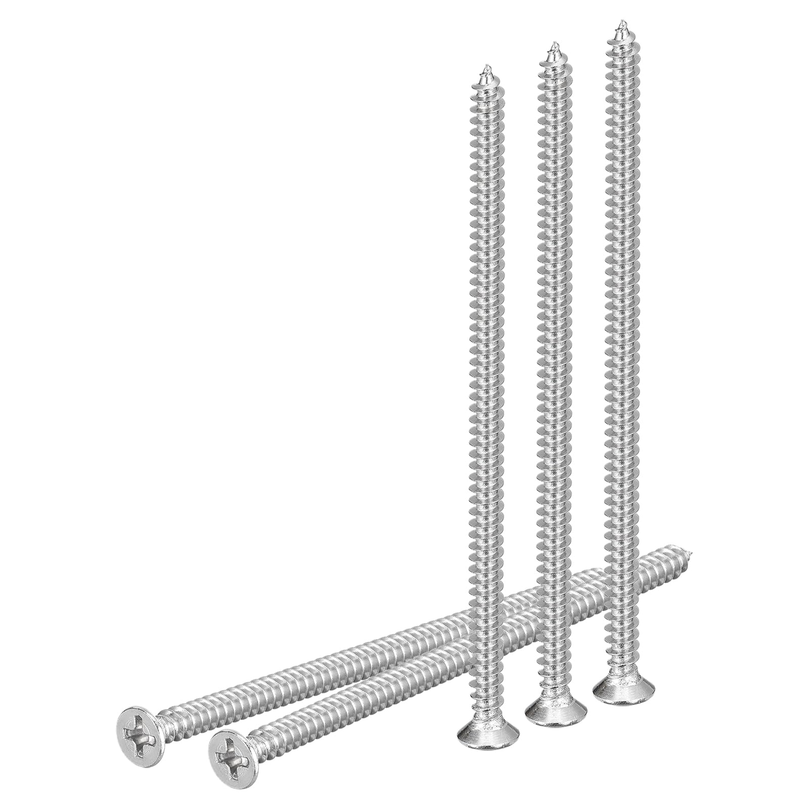 DTGN 20Pcs M4x85mm Flat Head Wood Screws, 304 Stainless Steel Phillips Self Tapping Screws - Good for Woodworking, Furniture - Silver — image 1