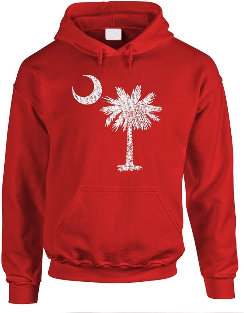 South Carolina - State Flag Pride Palm - Mens Pullover Hoodie: Clothing