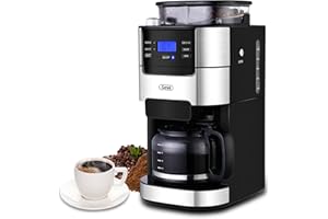Gevi 10-Cup Coffee Maker with Built-in Burr Grinder, Programmable Timer, 1.5L Water Tank, Reusable Filter & Warming Plate – Drip Coffee Machine for Fresh Ground Coffee