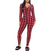 Piacakece Women's Long Sleeve Jumpsuit Pajamas One-piece Bodycon Bodysuit Romper Sleepwear