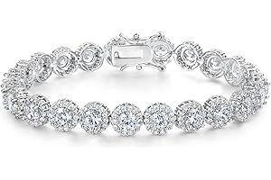 Gemsme Tennis Bracelet for Women 1 Row 18K Yellow Gold/White Gold Plated 5mm Round Cubic Zirconia Bracelets 6.5-8.5 inch