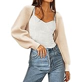 Zwurew Women's Bolero Shrug Sweater 2026 Knitted Long Sleeve Open Front Cropped Cardigan Shrugs Sweaters Y2K Tops