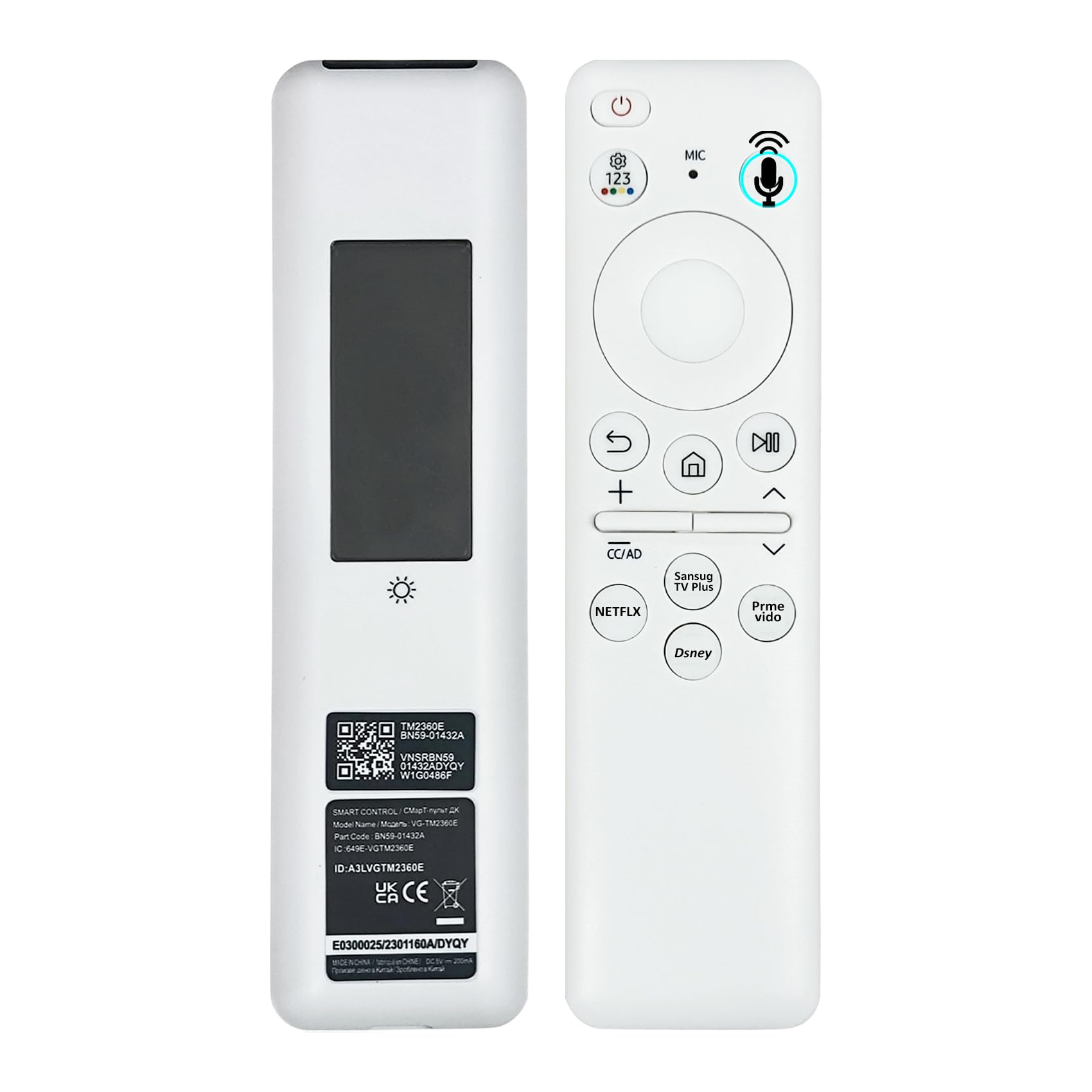 Photo 1 of BN59-01432A TM2360E Solar Voice Remote Compatible with Samsung Neo QLED 8K HDR Smart TVs, Fit for Frame Crystal UHD Smart TV, with Bluetooth Rechargeable Solar Cell, 2023 Model White, BN59-01432D