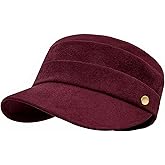 huablo Women's Suede Flat Top Newsboy Cap - Soft Brim & Hook - and - Loop Adjustment - Fall Winter Cabbie Paperboy Hats