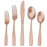 Matte Rose Gold Silverware Set, 20-Piece Stainless