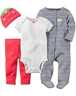 Baby Girls' 4 Piece Layette Set (Baby) - Cupcake-Newborn