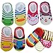 Cren 5 Pairs Baby Girls Toddler Anti Slip Skid Socks For 0-12 Months, Length 3.54-5.9