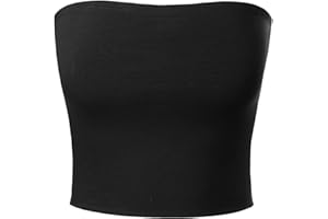 MixMatchy Women's Double Layered Basic Casual Strapless Backless Bandeau Bra Tube Top