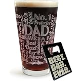 Custom-Engraved-Glasses-by-StockingFactory DAD Pub Glass with BEST DAD EVER Wallet Bottle Opener Card - Funny Father's Day, Birthday or Christmas Idea Best Dad Ever (16-Oz-Glass+Beer-Opener)