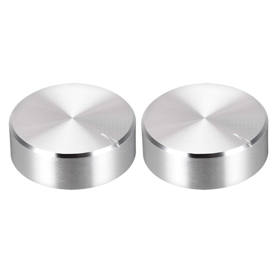 Sourcing Map 2pcs Aluminum Silver Tone Knurled Shaft Potentiometer Knob 30mmx10mm Rotary Volume Control Knob