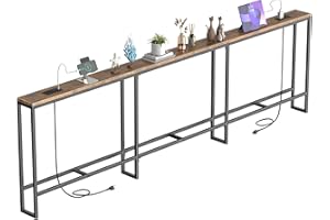 SANXUO 102 Inch Extra-Long Narrow Console Table with Charging Station (2 Outlets + USB-C), Sofa Table,Behind Couch Table with