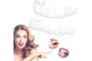 Hannahcos 2 Pairs Fake Teeth，Adjustable Veneers Dentures for Men and Women，Cosmetic Tooth Repair Kit for Regain Confident Smile. (White)