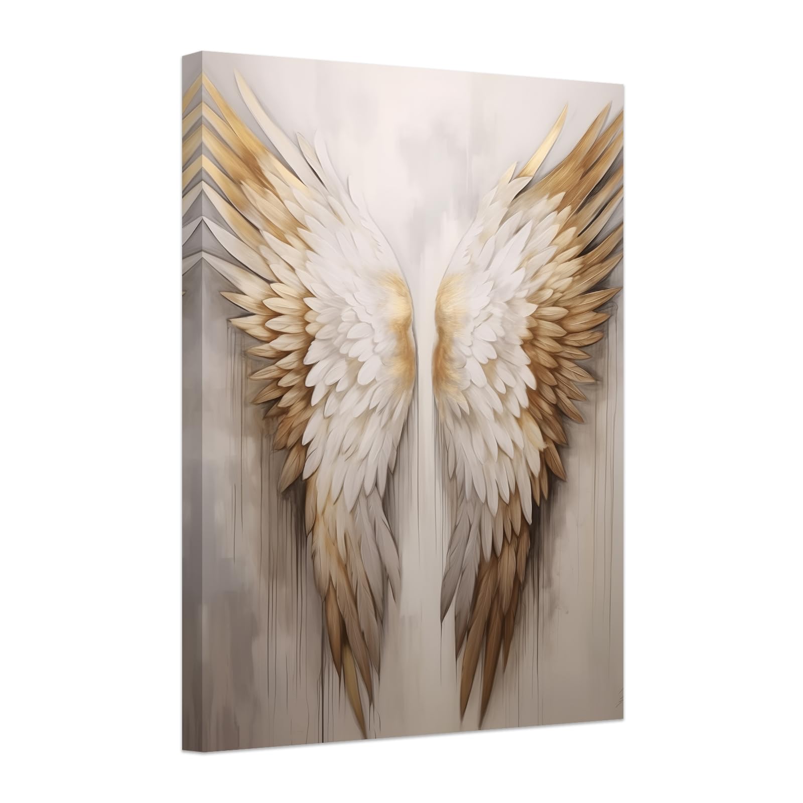 ZXHYWYM Angel Wings Canvas Wall Art Golden Wings Wall Decor Angel Wings Painting Abstract Wings Art Print for Home Living Room Bedroom Decor Framed (B, (30.00 x 45.00 cms))
