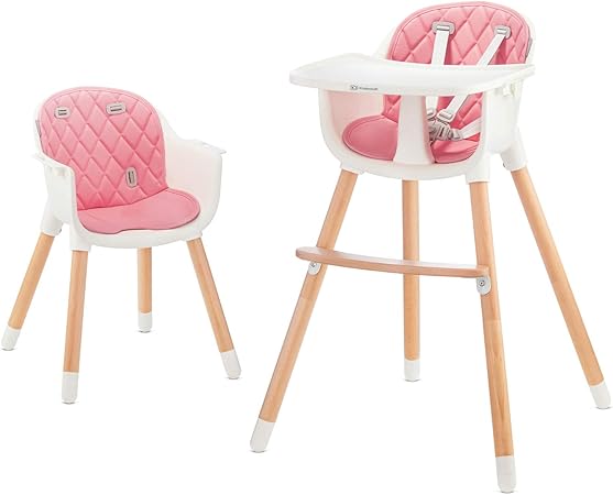 Kinderkraft 2 In 1 Hoge Kinderstoel Sienna Hoge Babystoel Meegroeistoel Combistoel Houten Poten 5 Puntsveiligheidsgordel Voetensteun Afneembaar Eetblad Antislip Beenvoetjes Roze Amazon Nl