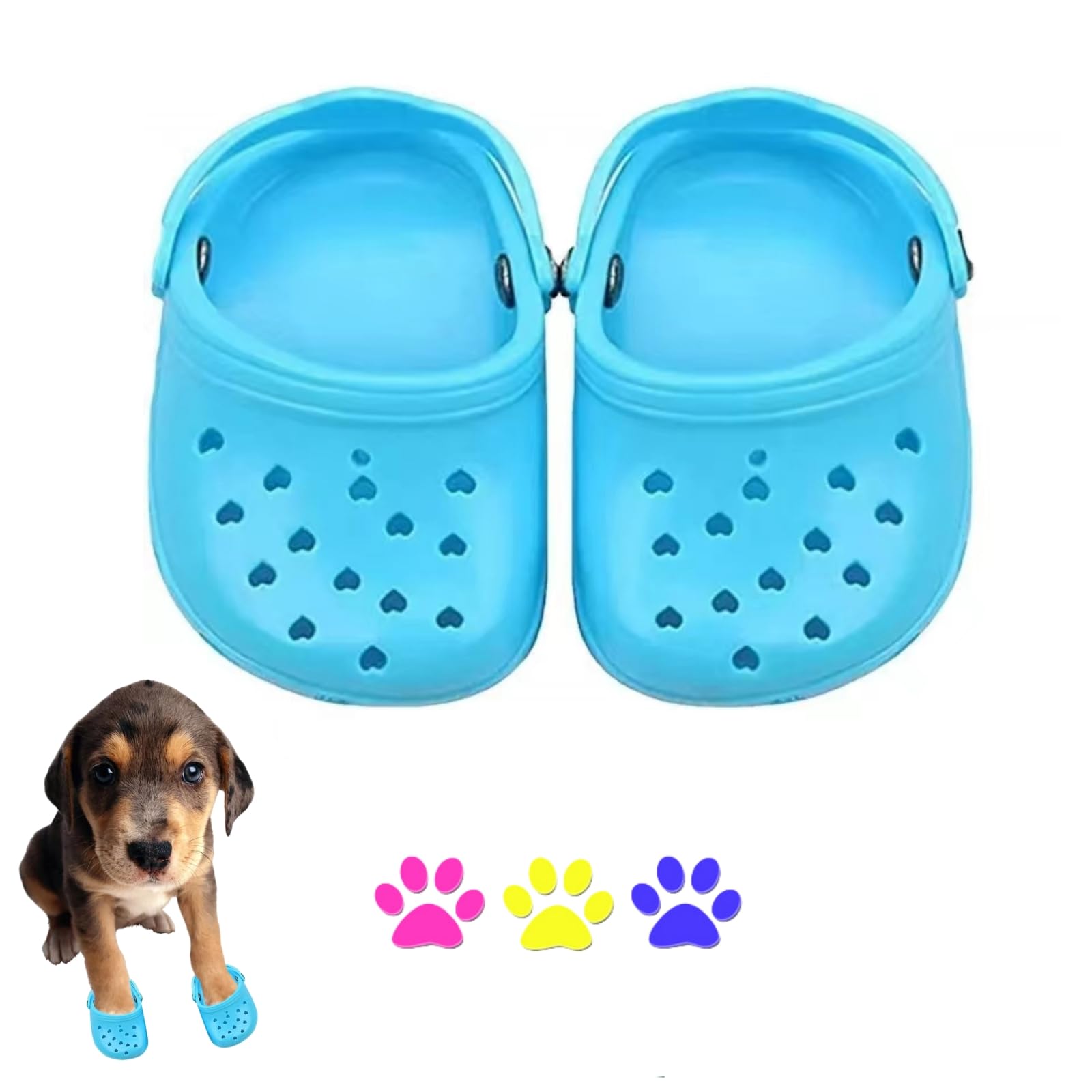 2 Pcs Breathable Summer Dog Shoes - Comfortable Rubber Sandals with Anti-Slip Sole for Puppy, Small Dog - Festival Photo Shooting (BLUE, ONE SIZE)