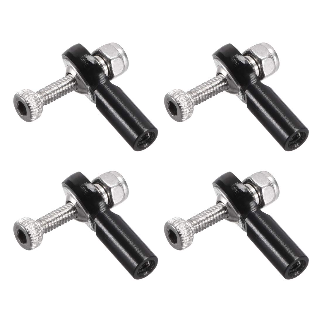 sourcing map 4 PCS M2/2mm 15mm Linkage Rod End Tie Rod End Ball Head Joint Adapter Black for RC Crawler Boat