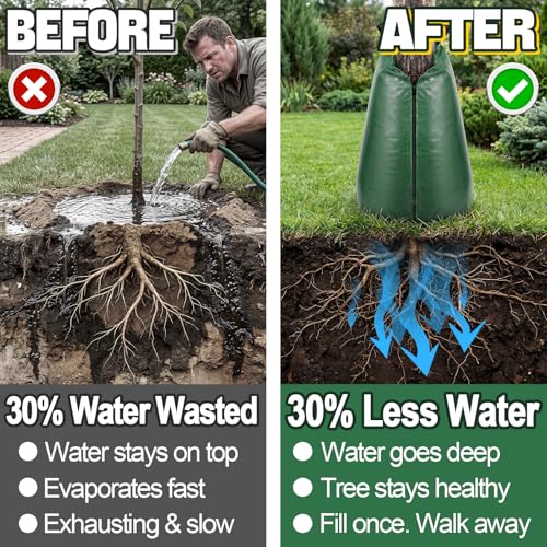 12 Packs Slow Release Tree Watering Bags - 20 Gallon Zippered Automatic Drip Irrigation Bags for New Planted and Transplanted Trees
