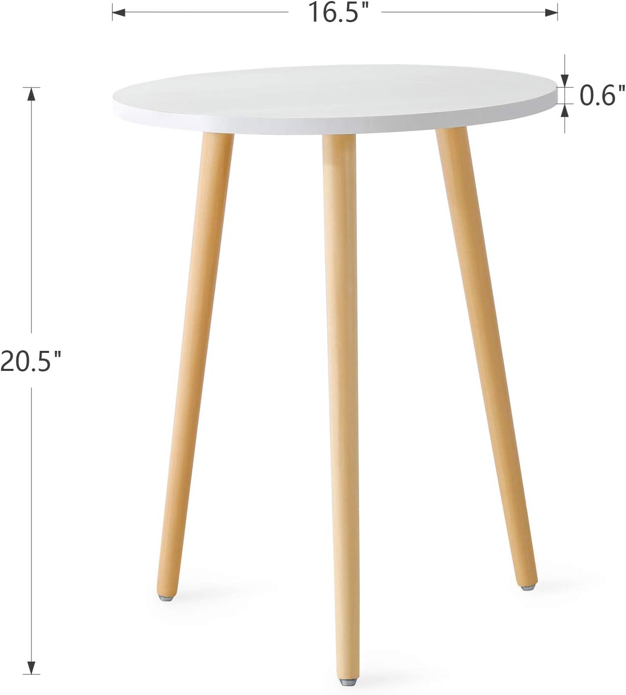 Haton Side Table, Round White Modern Home Decor Coffee Tea End Table for Living Room, Bedroom and Balcony, Easy Assembly (16.5 × 20.5 inches): Kitchen & Dining