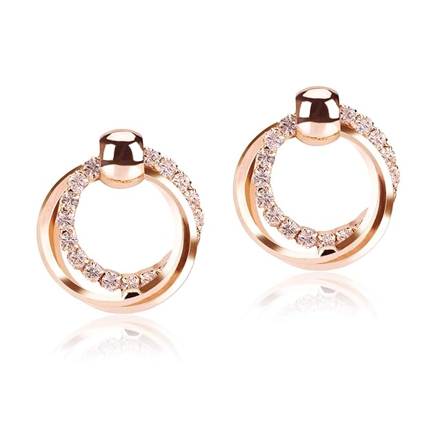 LegendTech 1 Paar Sparkling Diamond Stud Ohrring Kreis-Ohrring mit Luxuriöses Stylish Legierung Galvanisiert Anti-Rost Sicher
