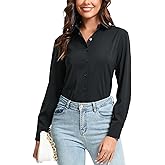 jonivey Womens Stretch Button Down Shirt Long Sleeve Wrinkle-Free Lightweight Smooth Loose Casual Office Work Shirts
