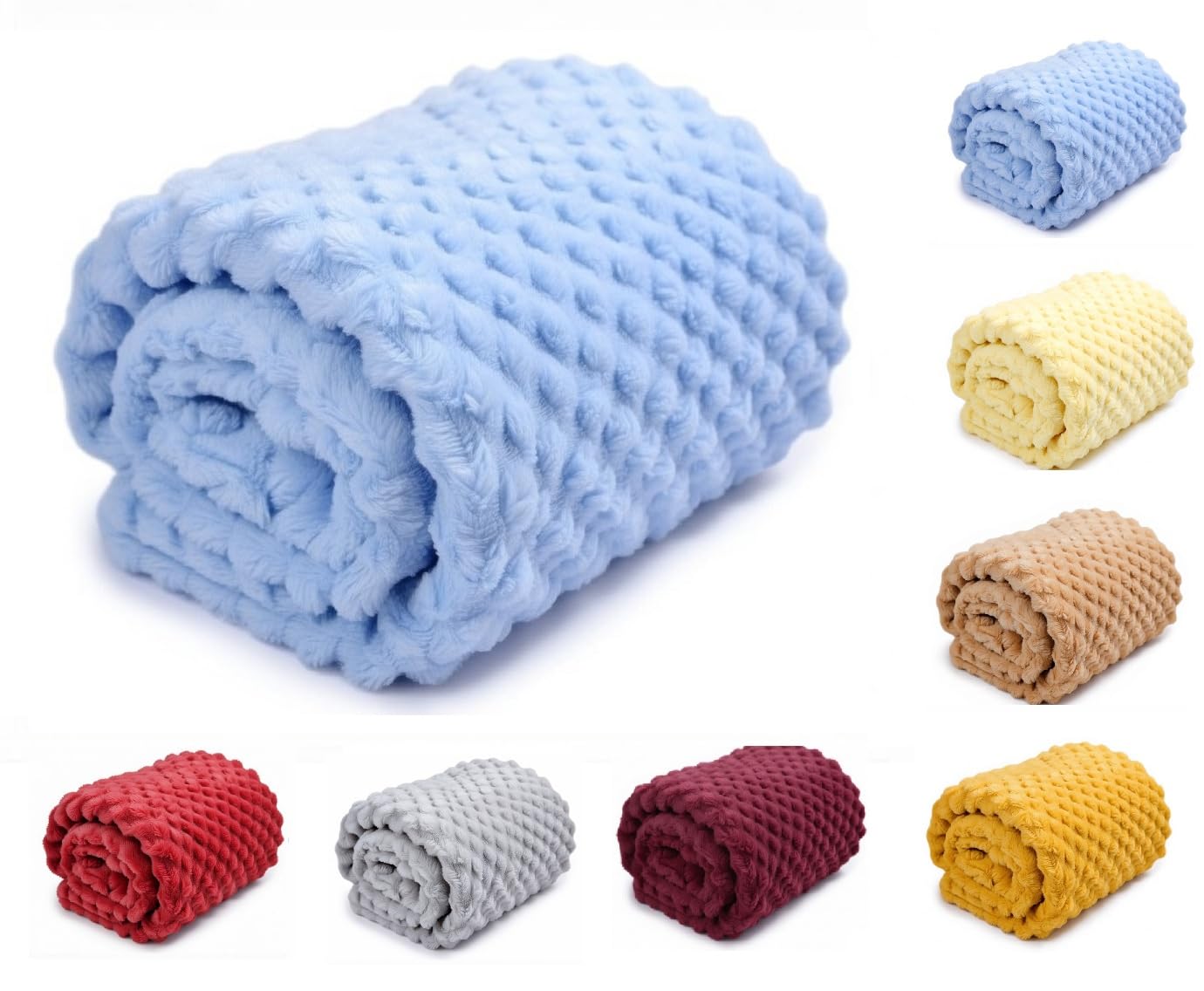 OnlyBee Baby Waffle Blanket 75 x 100 cm – Soft & Breathable Cellular Cot Blanket – Lightweight Baby Blanket for Newborns, Prams & Moses Baskets (Baby Blue)