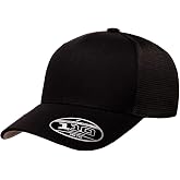 Flexfit 110M Trucker Mid-Profile Mesh Back Snapback Cap | Hard Buckram Front, PU Spandex, Breathable Mesh Back, Structured Crown, Bulk Packs Available