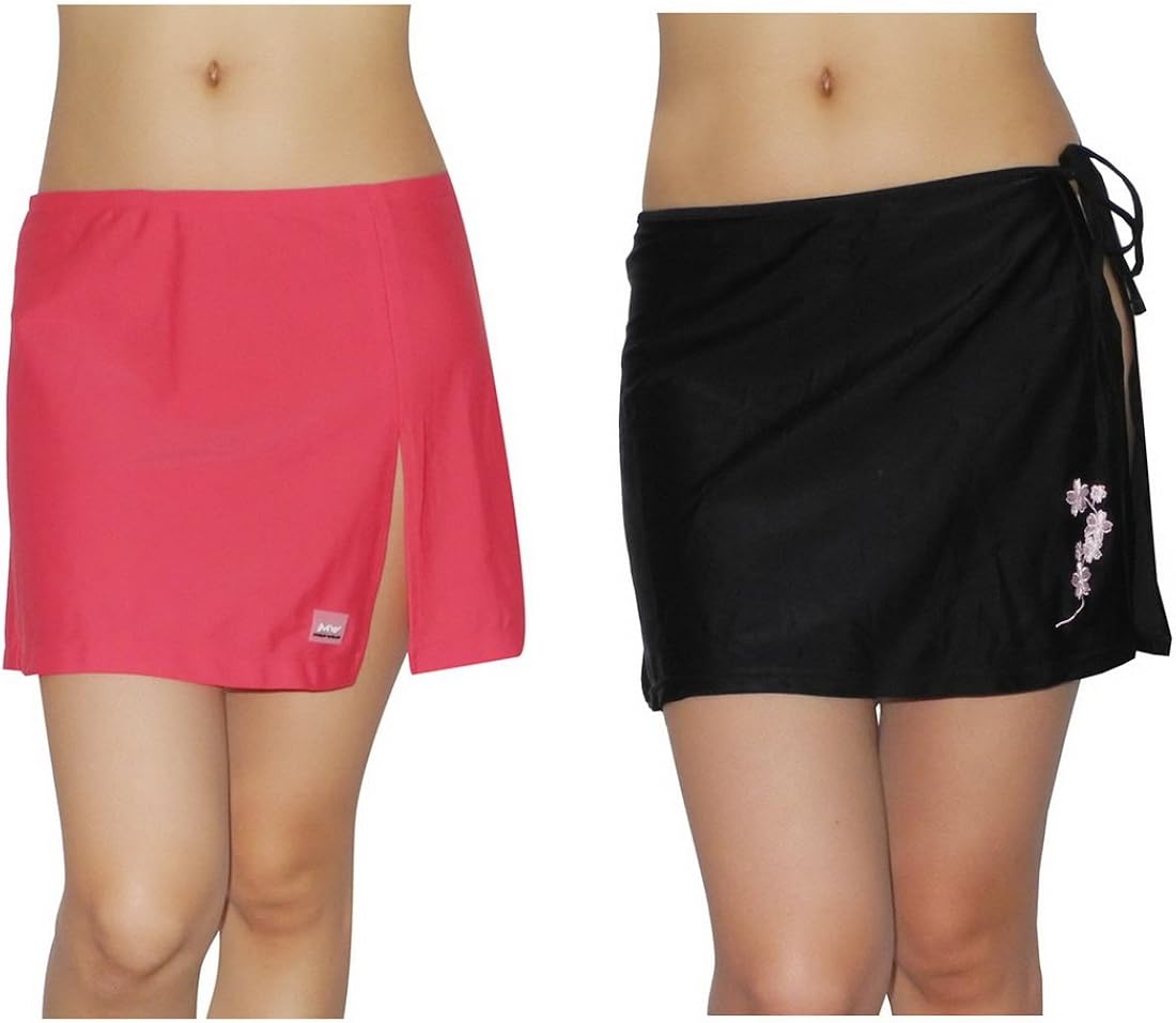 2 PACK SET Ladies Soft Mini Swim Skirt & Swimwear Coverup Swim Bottom Mixed