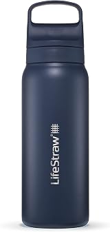 LifeStraw Go Series Insulated Stainless Steel Water Filter Bottle 24oz Aegean
