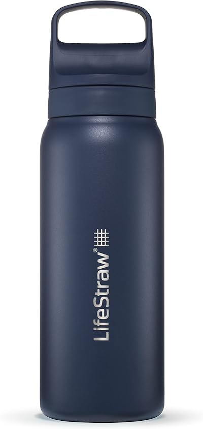 LifeStraw Go Series Insulated Stainless Steel Water Filter Bottle 24oz Aegean