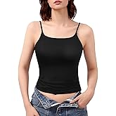 Upushall Women's Square Neck Seamless Tank Top with Built in Bras Sleeveless Cropped Tops