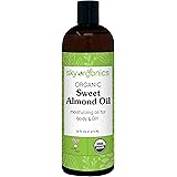 Organic Sweet Almond Oil (16 oz) by Sky Organics 100% Pure Cold-Pressed Almond Body Oil Sweet Almond Oil for Body Skin Hair a