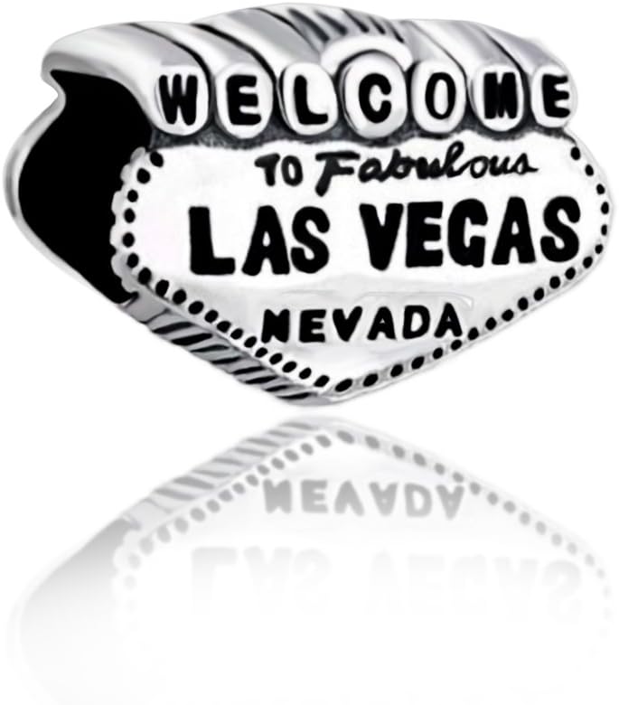 The Kiss Welcome to Las Vegas Bead 925 Sterling Silver Charm Bead Fit European European Charms Bracelet