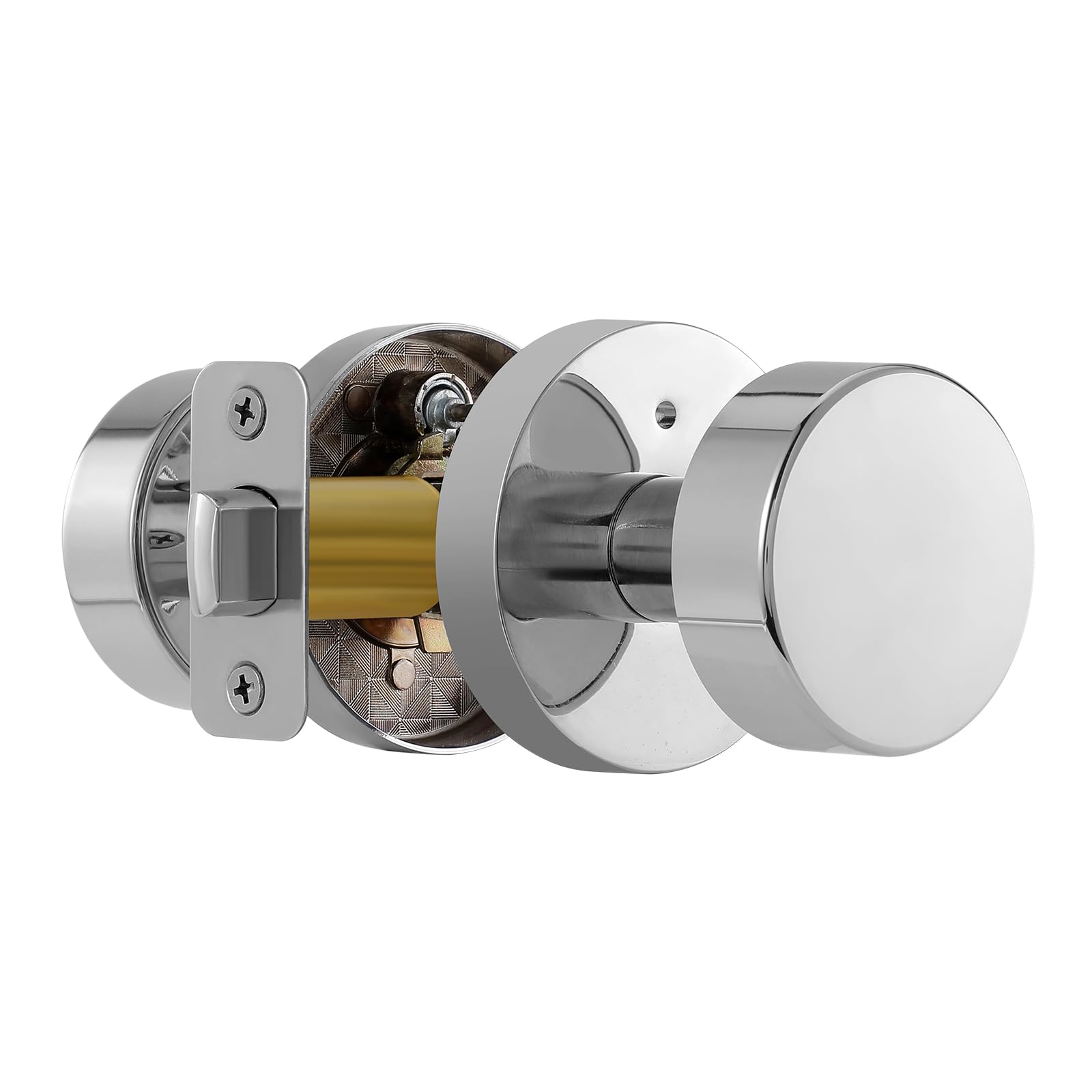 Photo 1 of naubea Polished Chrome Door Knobs Interior, Polished Chrome Privacy Door Knob with Lock, Heavy Duty Round Modern Door Handle for Bedroom Bathroom