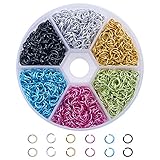 Pandahall 1 Box (about 1080PCS) Colorful Aluminum Wire Open Jump Rings for jewelry Making Accessories 6x0.8mm
