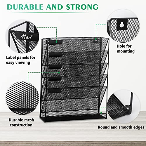 Easepres File Organizer Mesh 5Tier Black Hanging File Organizer