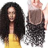 Elva Hair Free Part Deep Curly Lace Closure Bleached Knots Brazilian 3.5