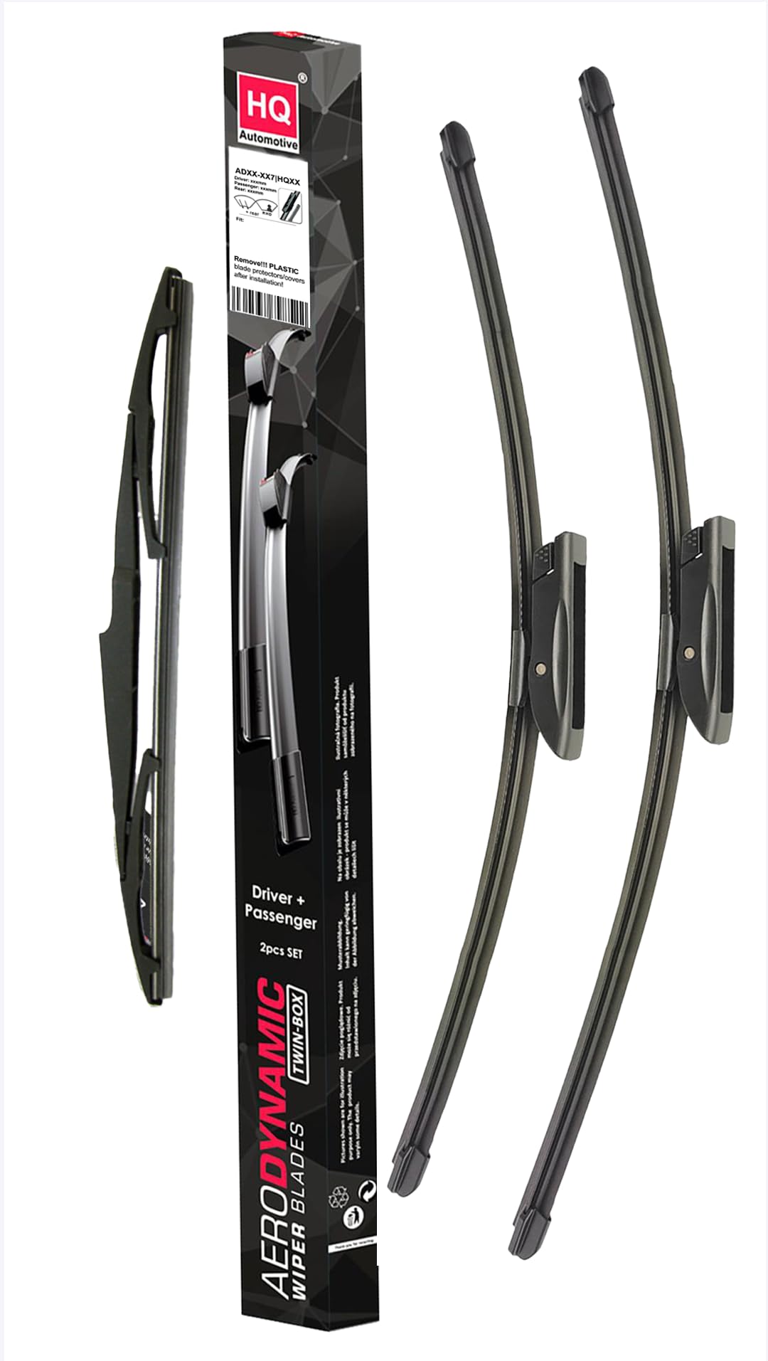 HQ Automotive Wiper Blades for Citroen C3 Picasso (2010 and later), Ds3 (2015 and later), (2009-2015) Front Rear Kit, Ad61-427|Hq11