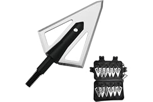 LeeMui Stainless Steel Hunting Archery Broadheads Blades Grain Screw-in Arrow Heads Tips Compatible with Traditional Bows Archery Broad Crossbow Recurve