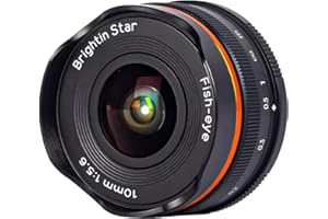 Brightin Star 10mm F5.6 Fisheye Wide Angle APS-C Manual Foucus Mirrorless Camera Lens, Fit for Sony Alpha ZV-E10, A7IV, A6400
