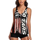 Omichic Modest Tankini Swimsuits for Women Two Piece Bathing Suits Floral Print Tank Top with Boyshorts